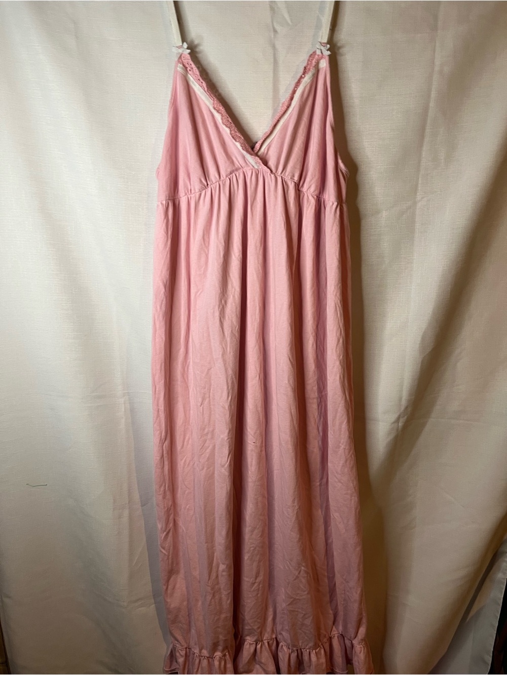 Victoria's Secret Light Pink Maxi Slip Dress with Lace Trim